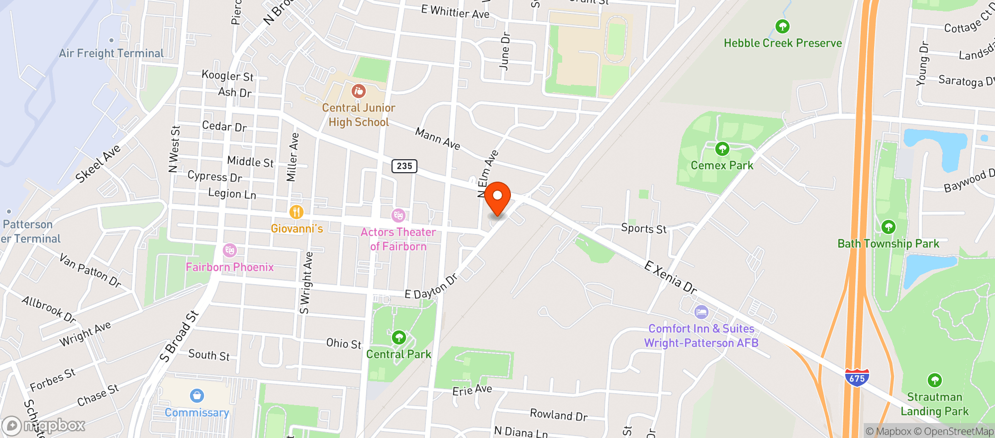 Map showing Fairborn Spirits