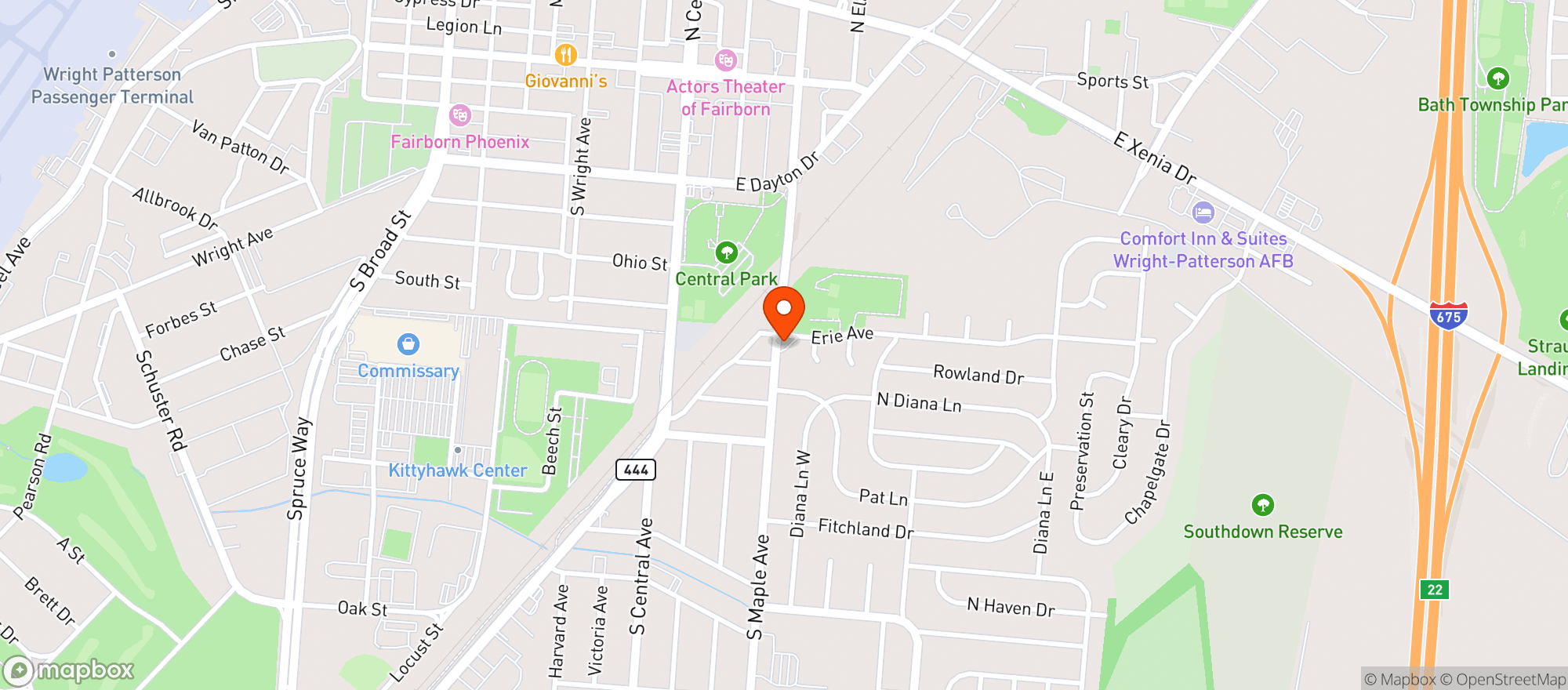 Map showing Ameristop Food Mart