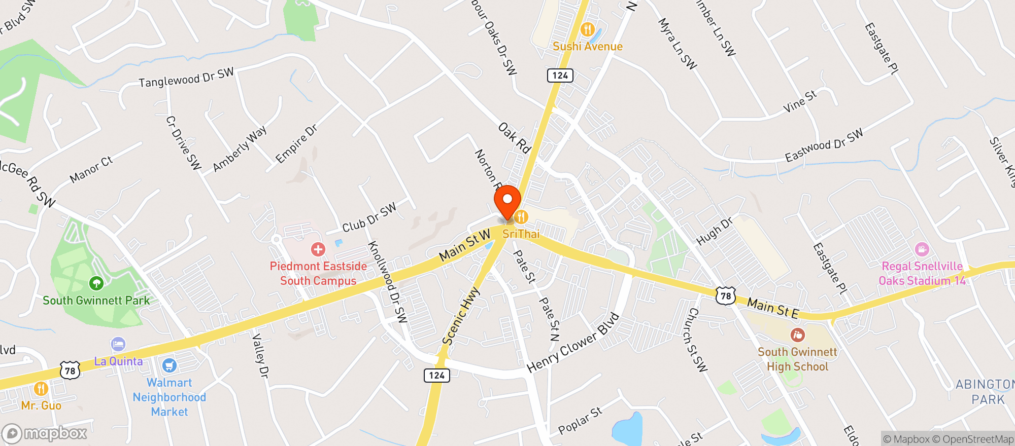 Map showing Marathon Food Mart - Scenic Hwy