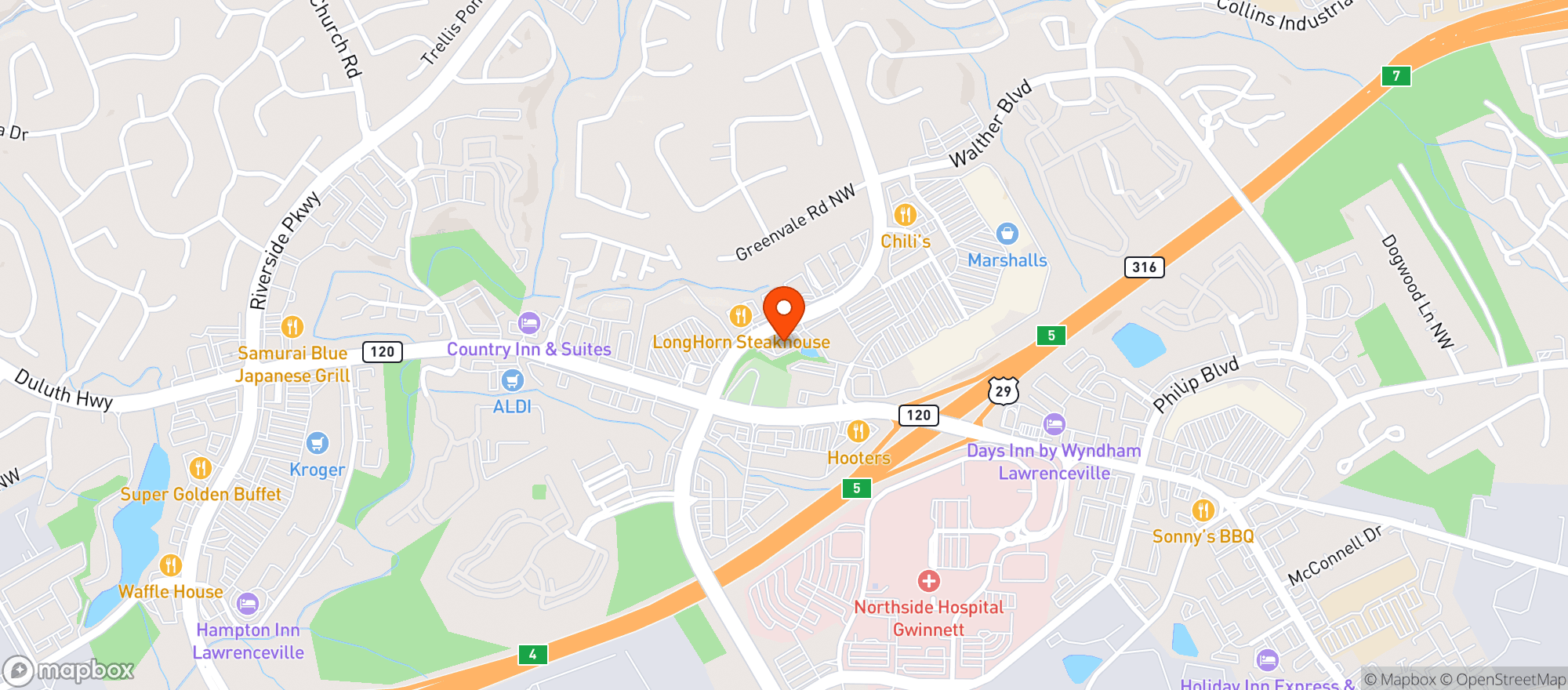 Map showing Taco Mac