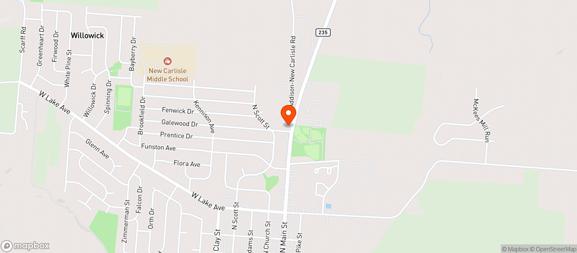 Map showing Richie Pizza Drive Thru