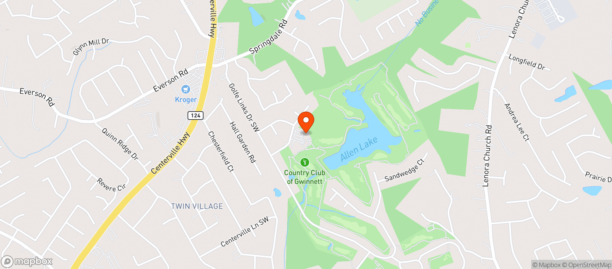 Map showing Country Club Of Gwinnett