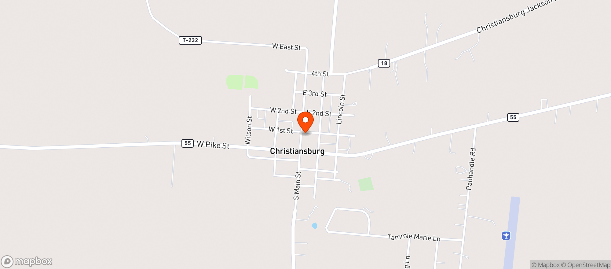 Map showing Christiansburg General St