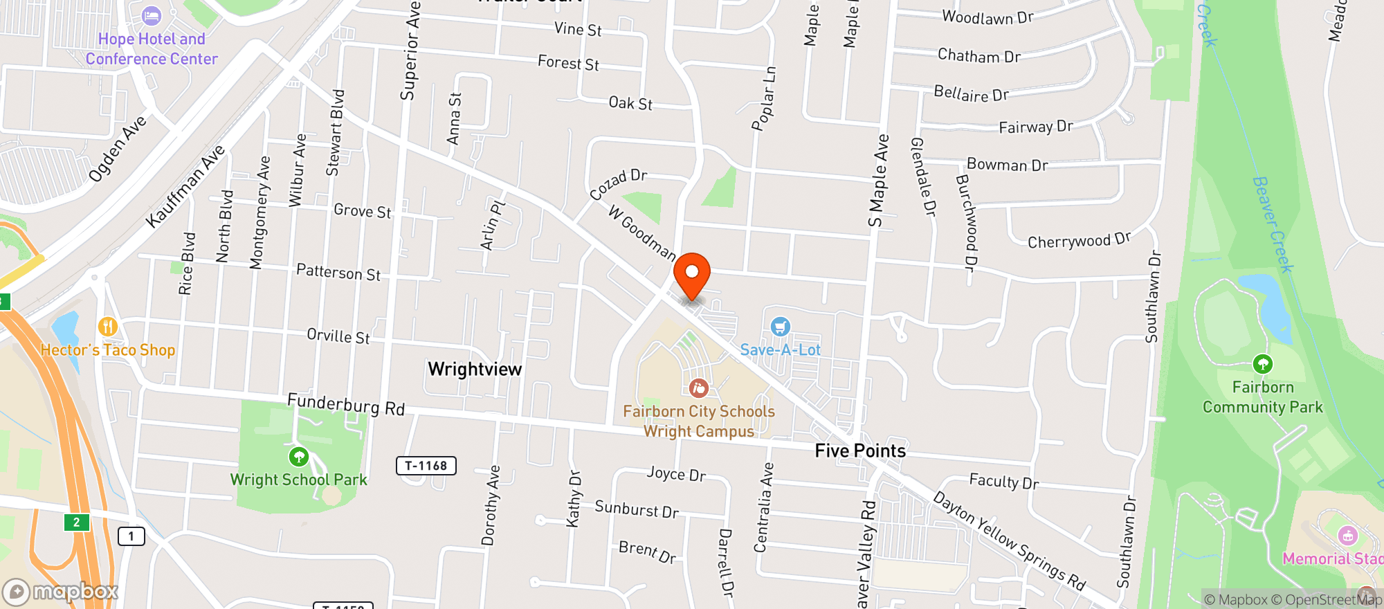 Map showing Richies Drive Thru
