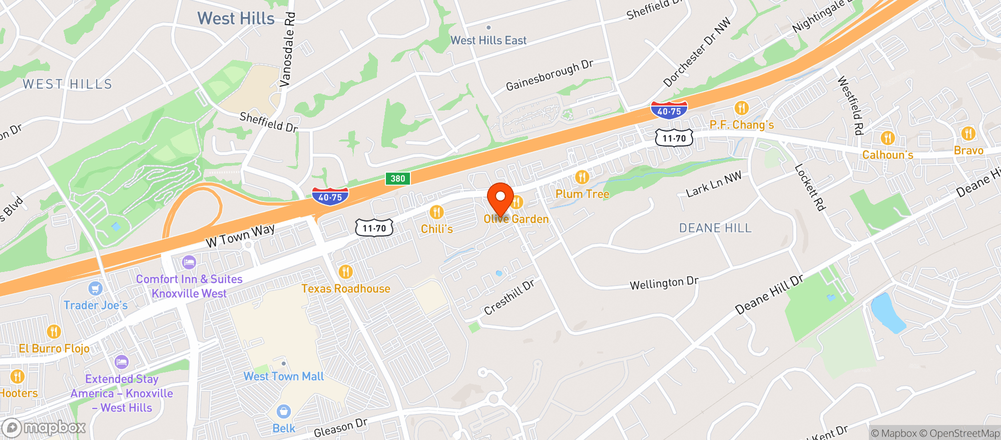 Map showing The Blom Shop West