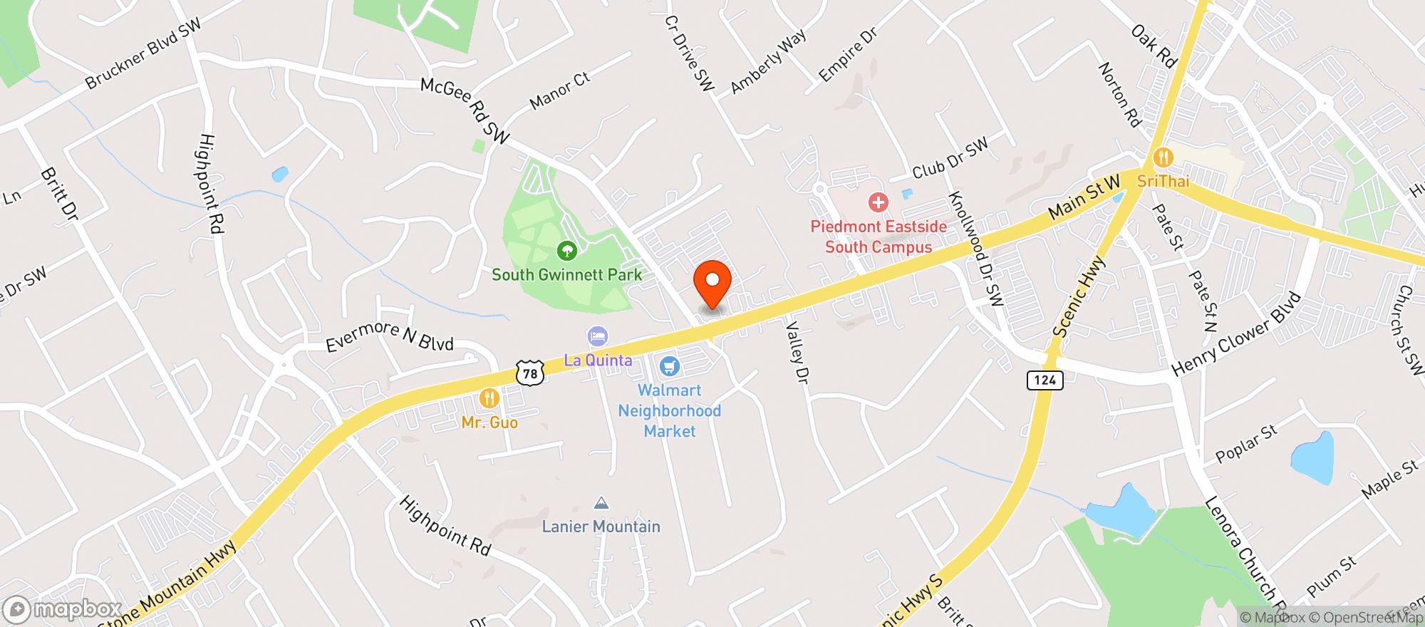 Map showing West Food Mart - Main Street (texaco)