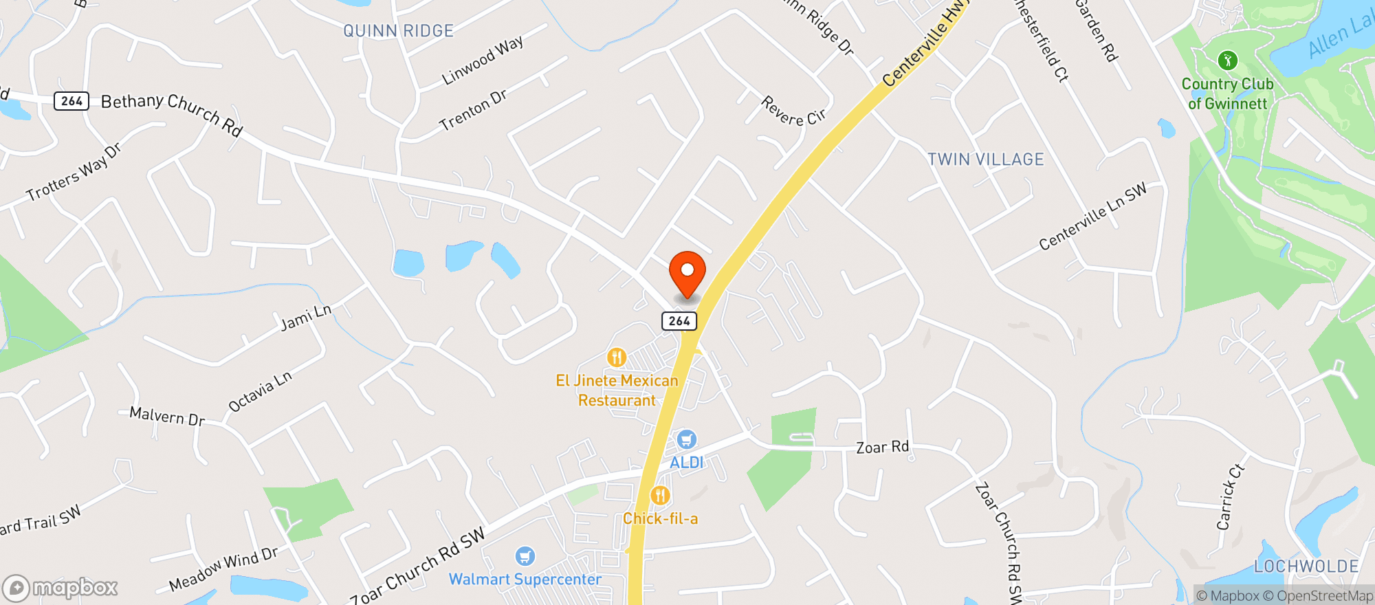 Map showing Centerville Exxon Food Mart