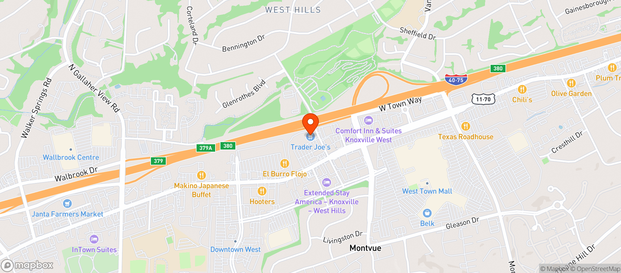Map showing Trader Joe'S #663 Knoxville
