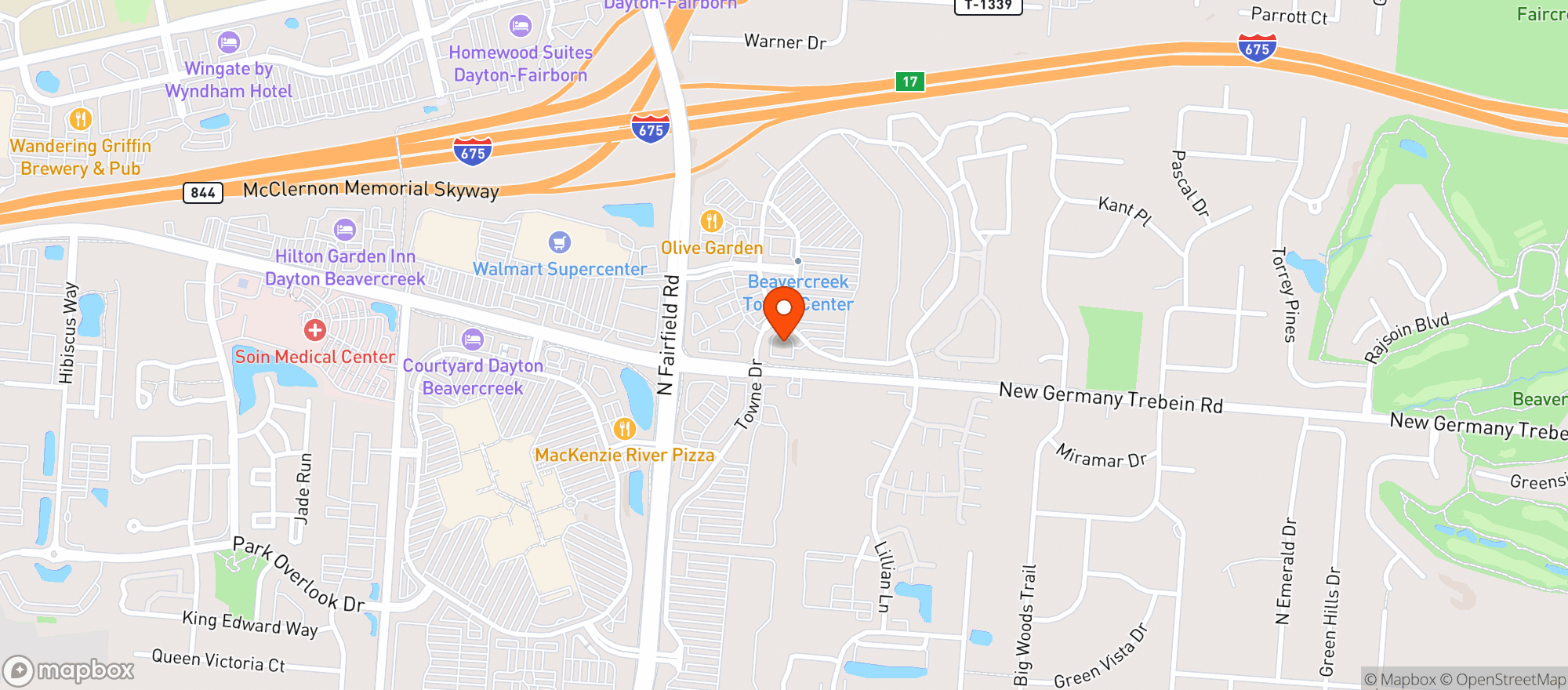 Map showing Buffalo Wild Wings Gril #361
