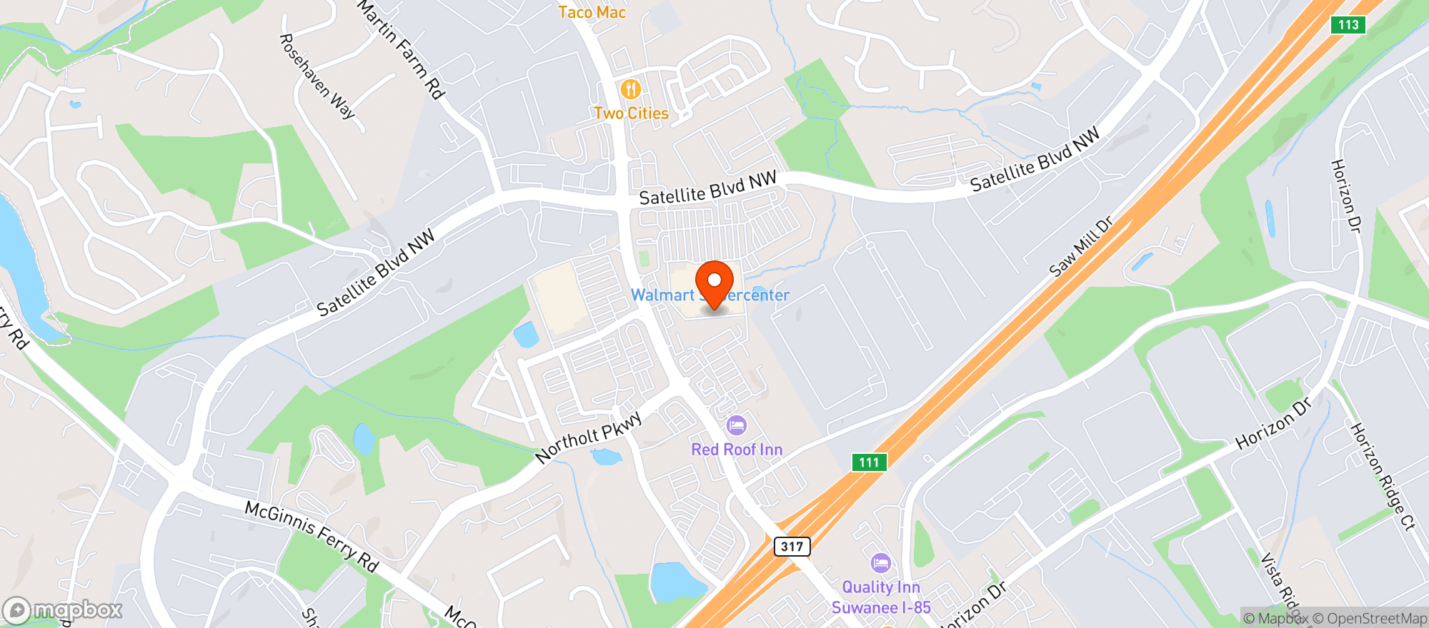 Map showing WALMART SUPERCENTER