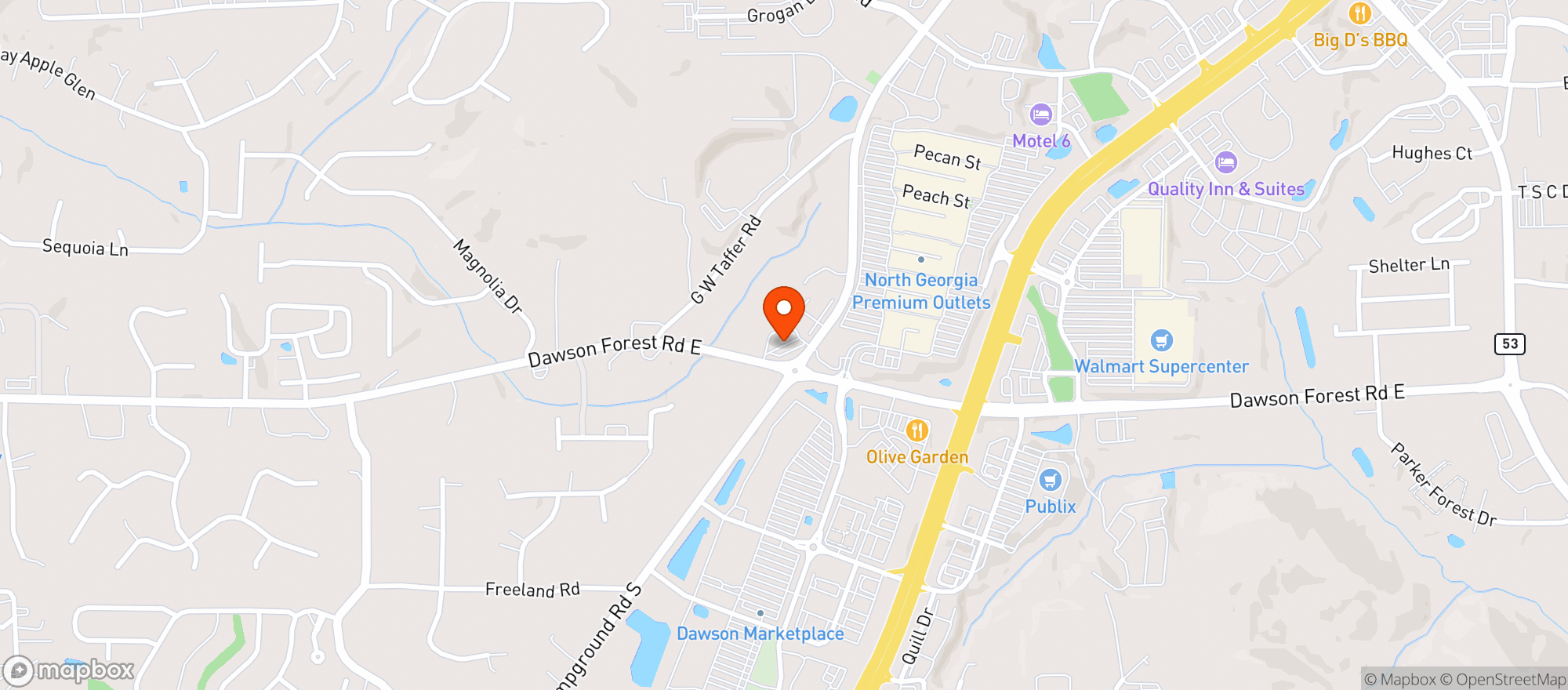 Map showing PREMIUM PACKAGE OUTLET