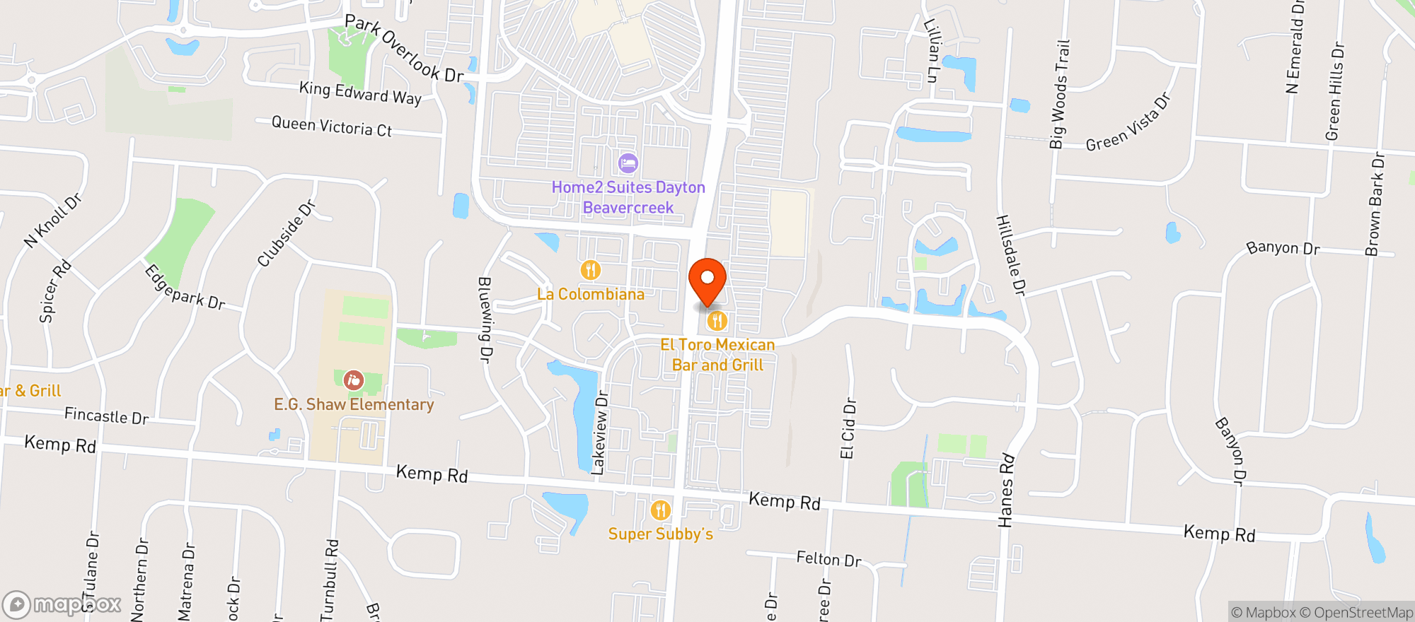 Map showing El Toro Mexican Bar & Grill