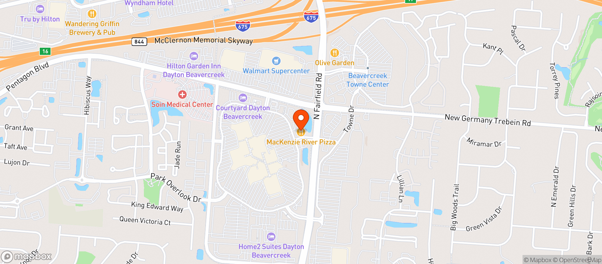 Map showing Mackenzie River Pizza Co