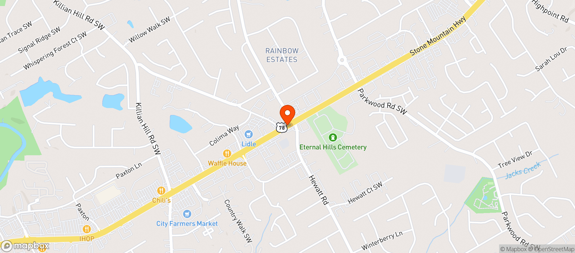Map showing Mobil Food Mart