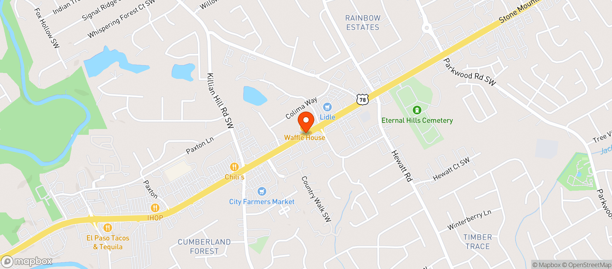 Map showing Chicago Pizza & Sports Grill