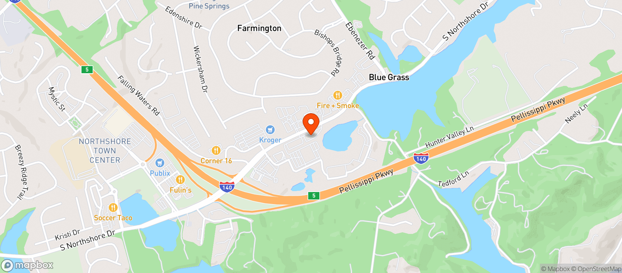 Map showing Northshore Brasserie