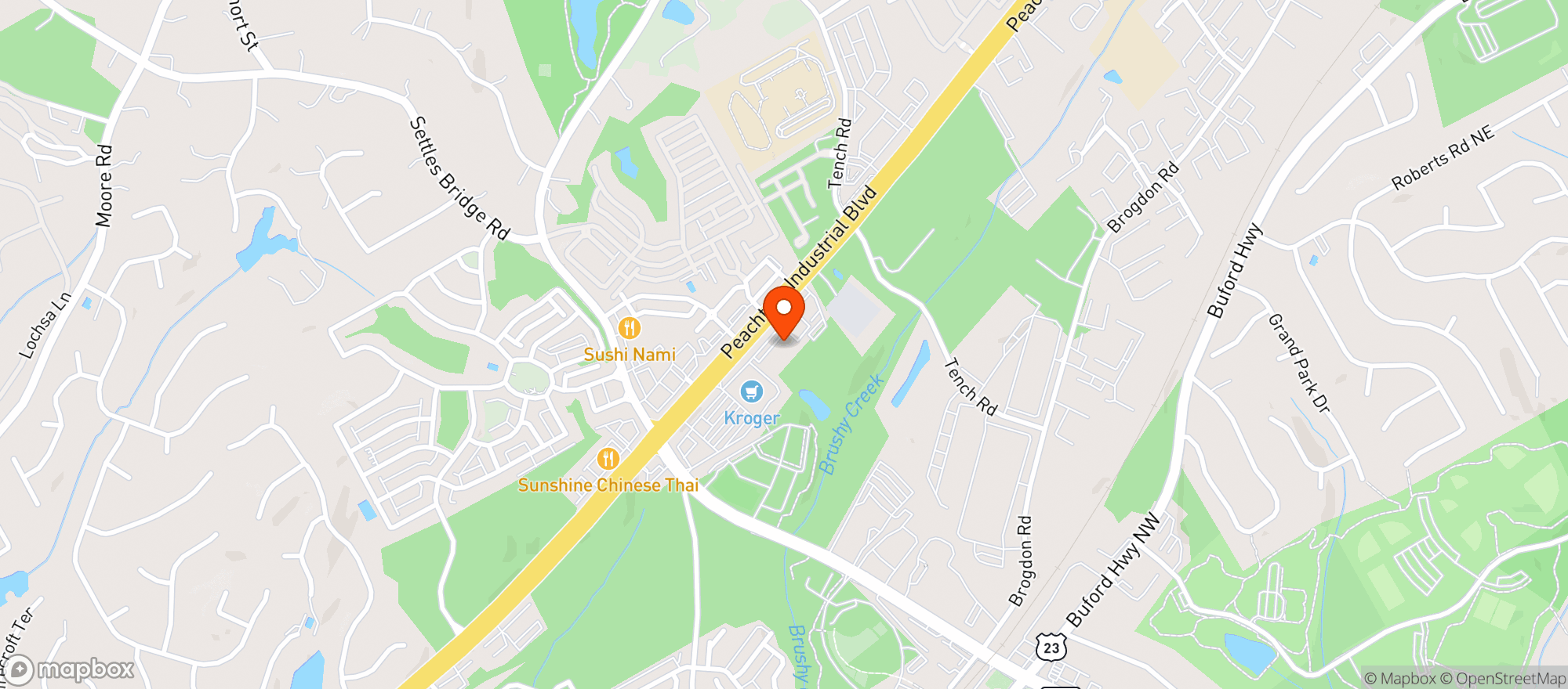 Map showing Suwanee Topshelf Beverage