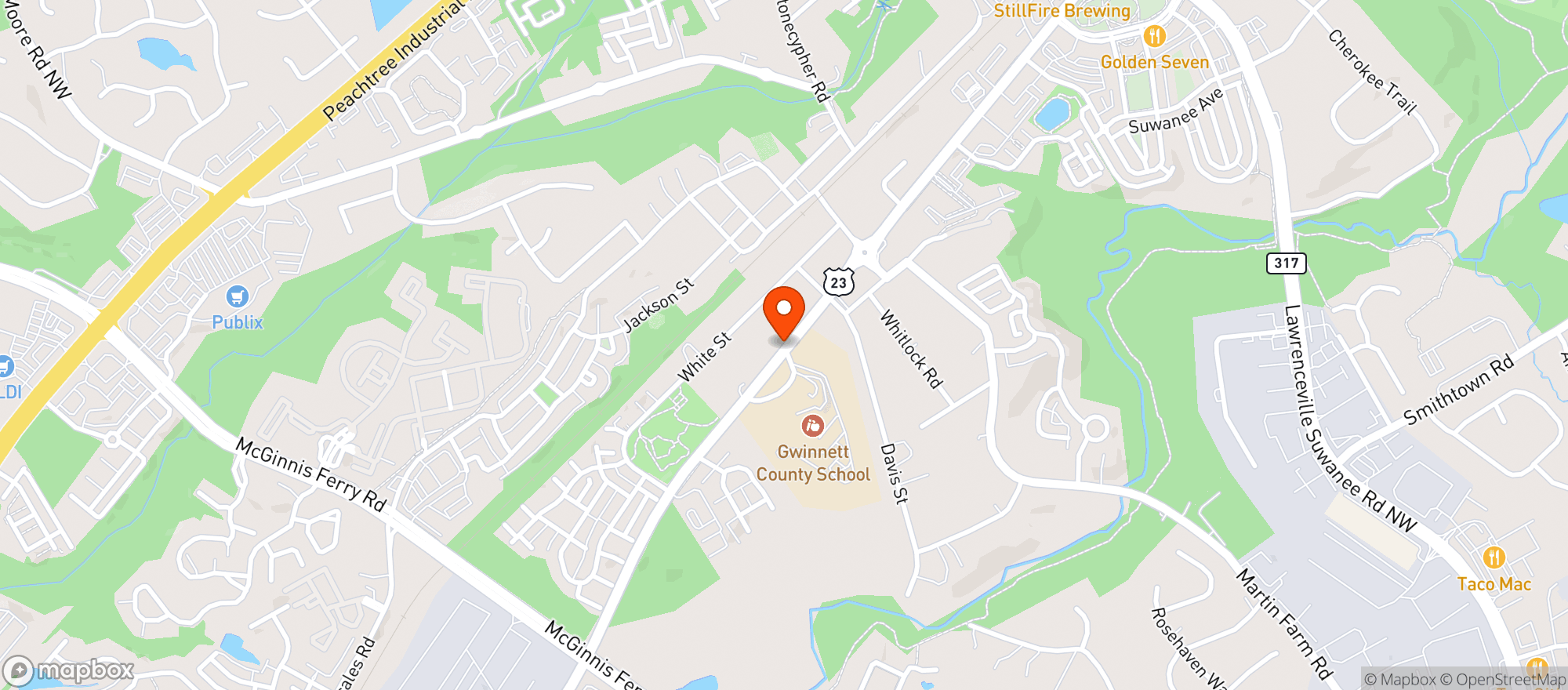 Map showing CIRCLE K BUFORD HWY SUWANEE