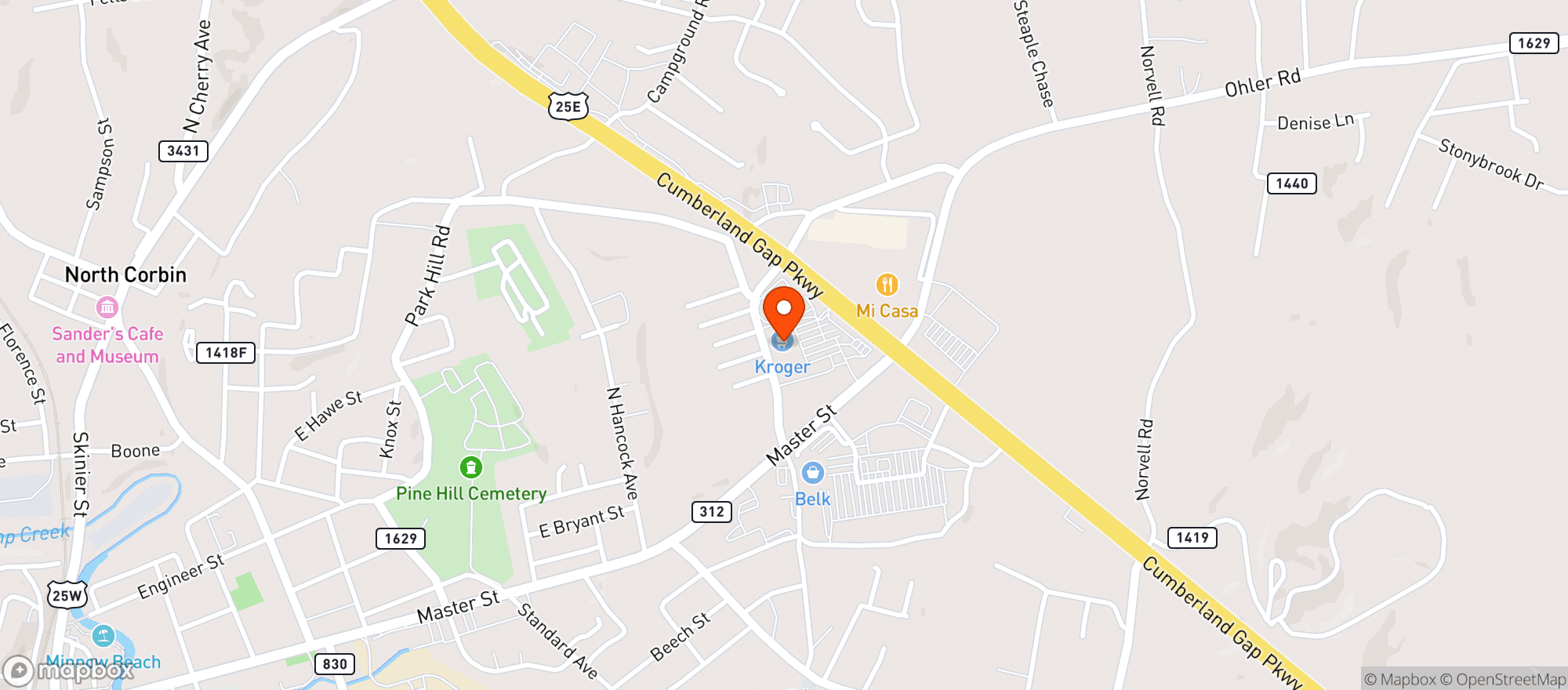 Map showing Kroger