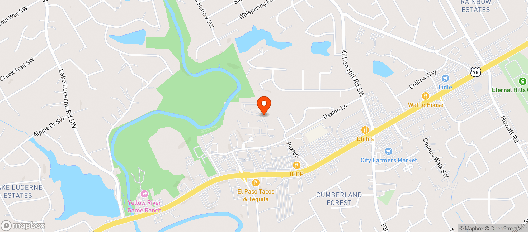 Map showing Perfect Plug