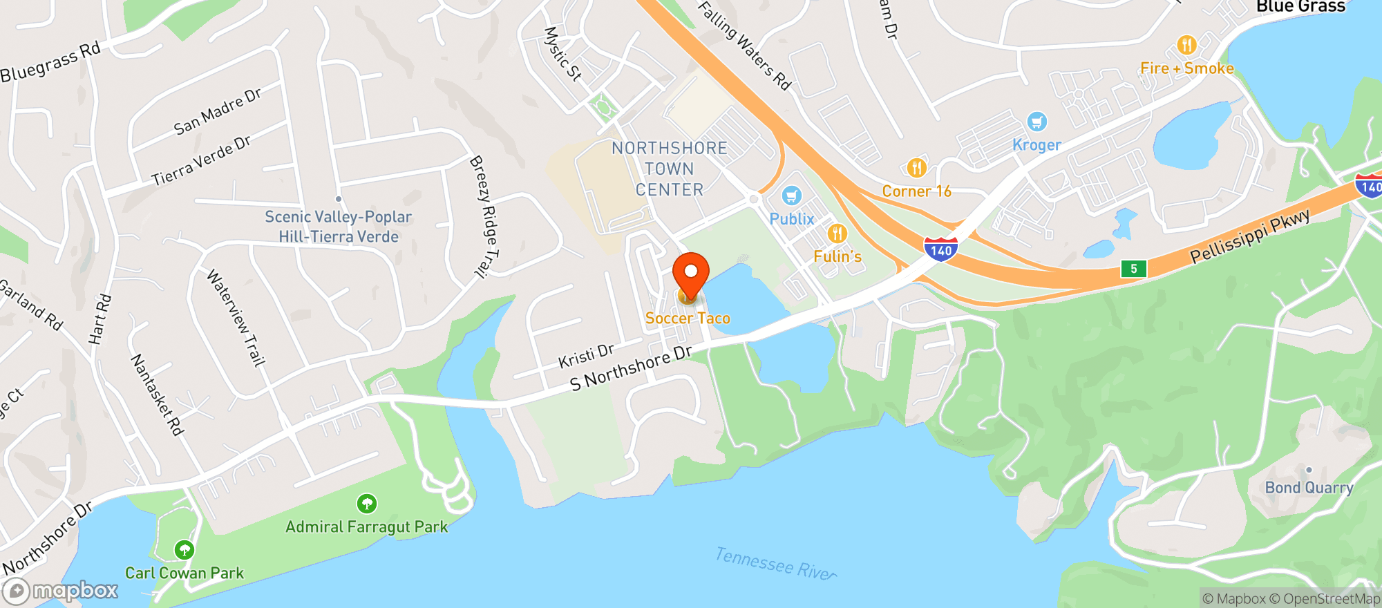 Map showing Casual Pint (Knoxville)
