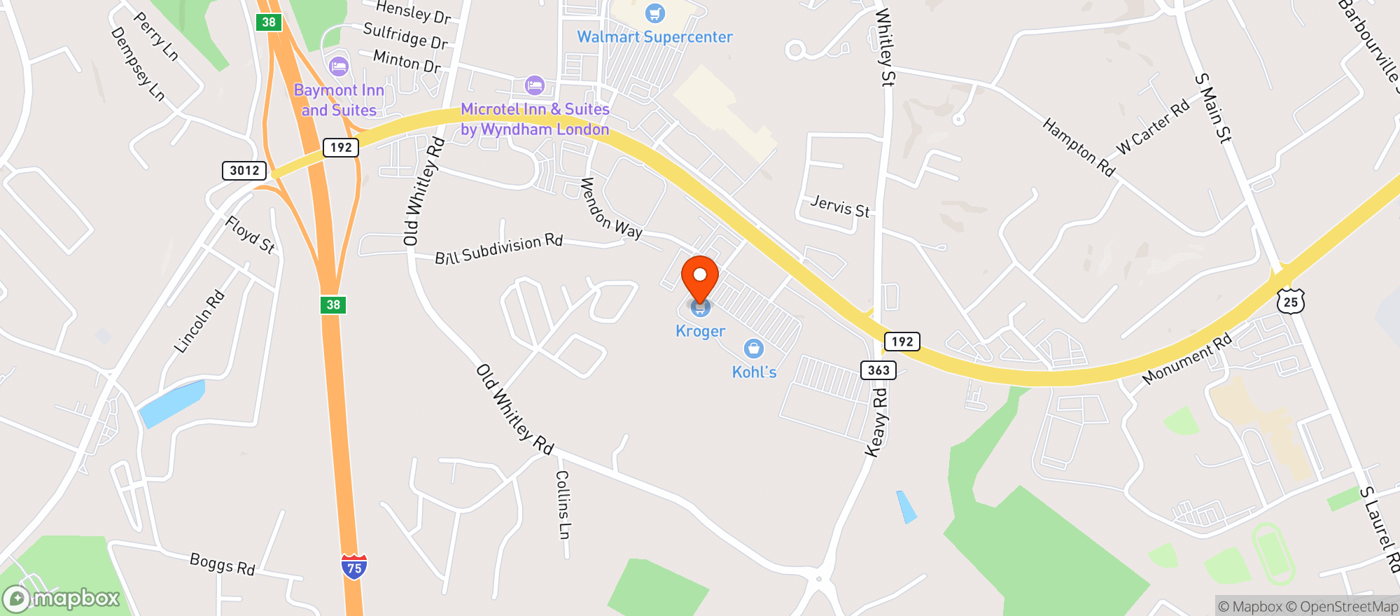 Map showing Kroger