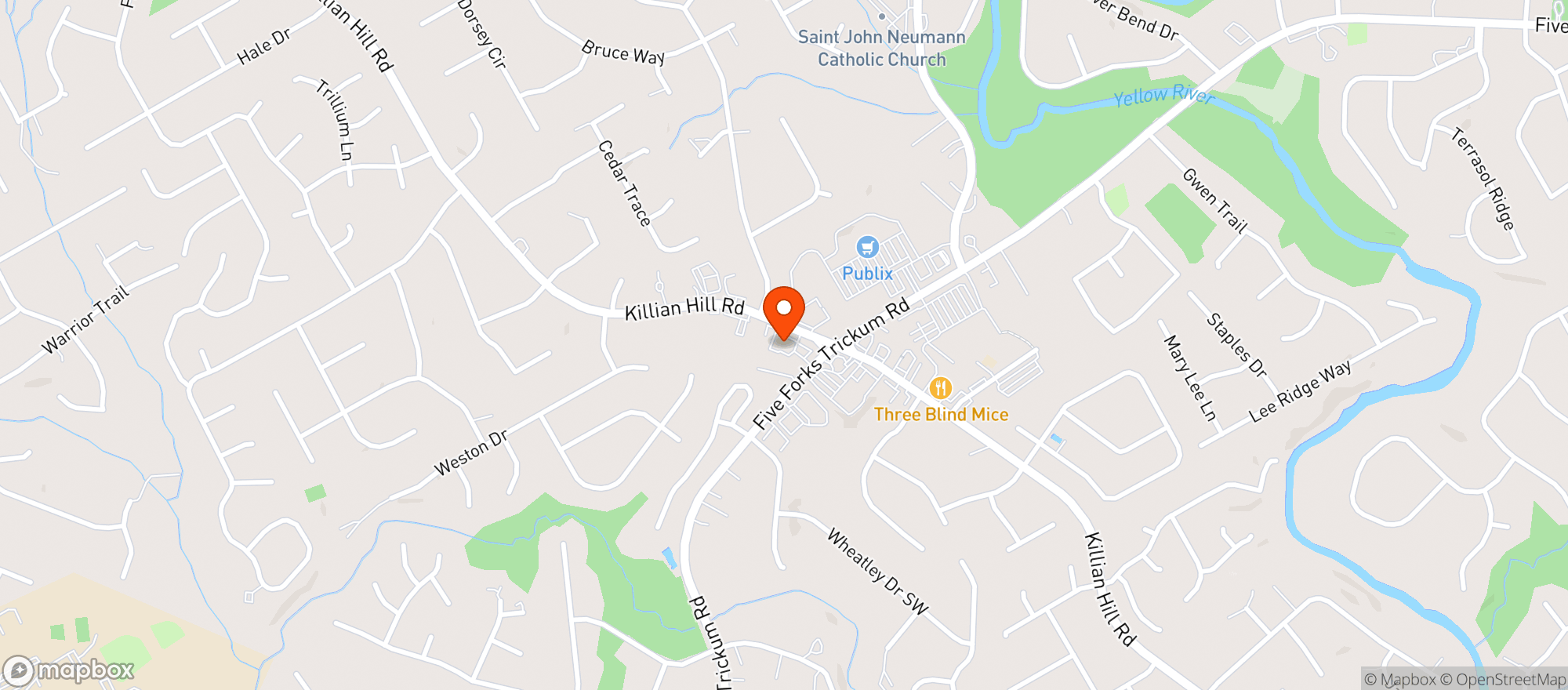 Map showing Bp Food Mart - Five Forks