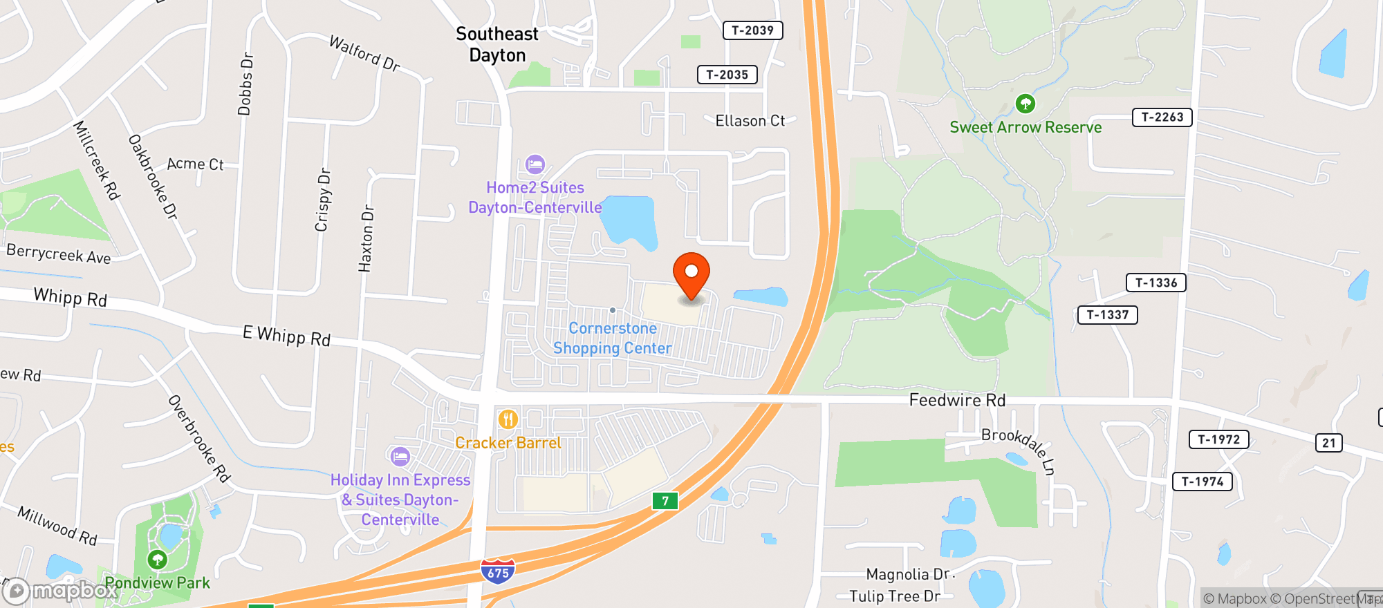 Map showing Cincinnati/Dayton (014) - 00960 - Feedwire