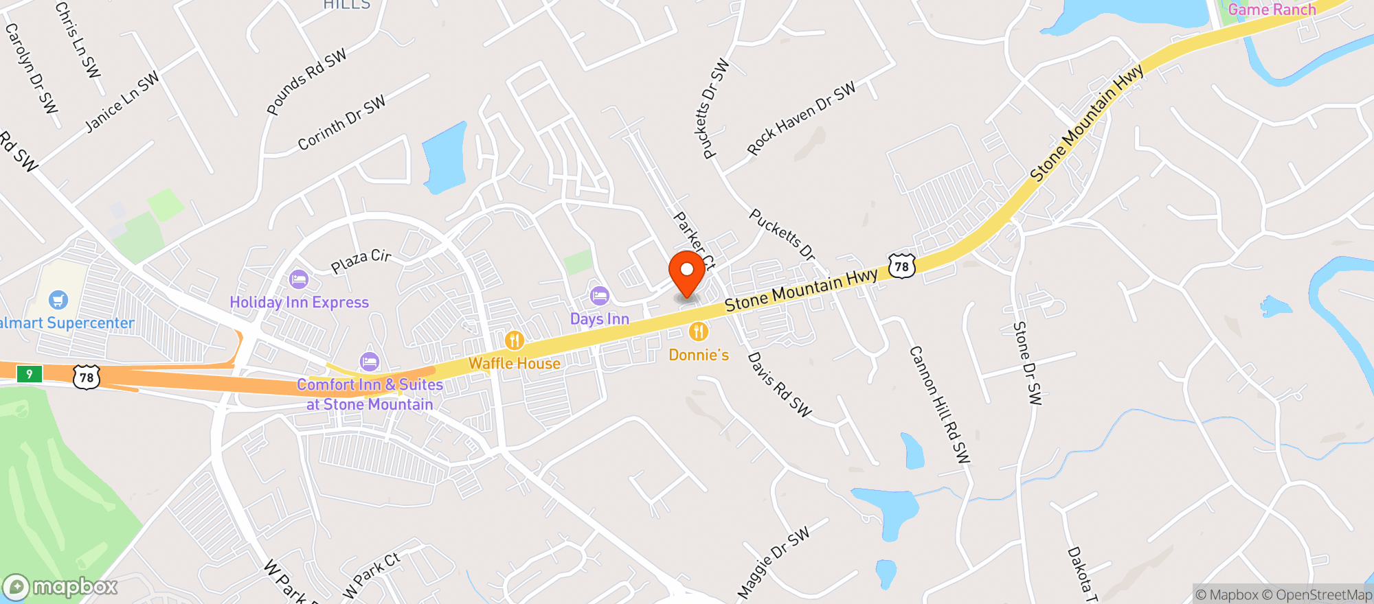 Map showing Shell 78 Food Mart