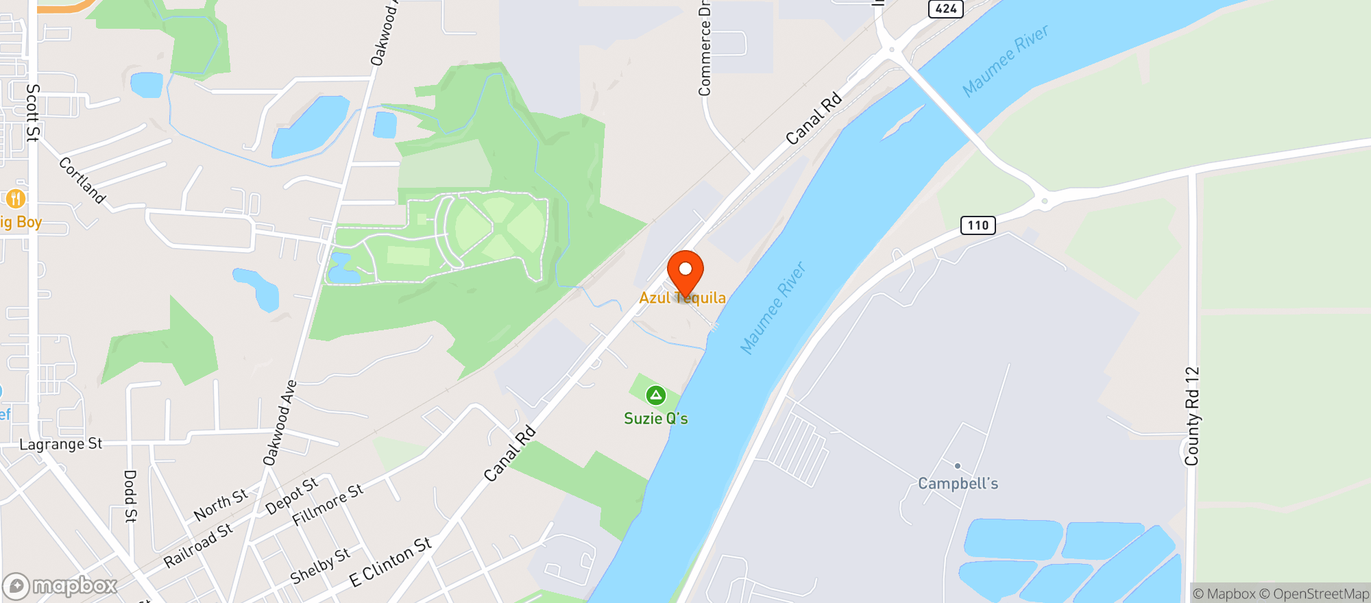 Map showing Azul Tequila