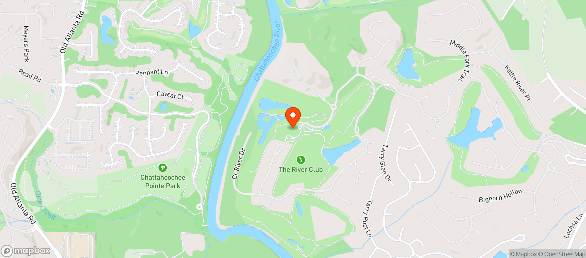 Map showing The River Country Club