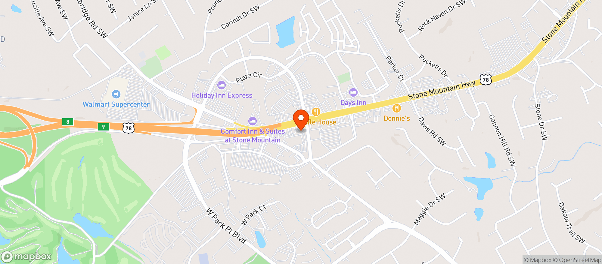 Map showing Stone Mountain Food Mart - Stone Mtn Hwy
