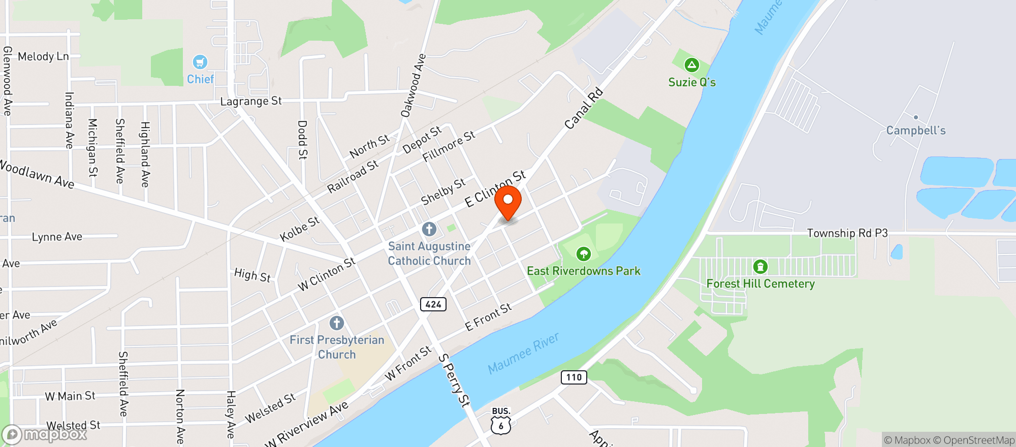 Map showing HAWKS PIZZA & DRIVE