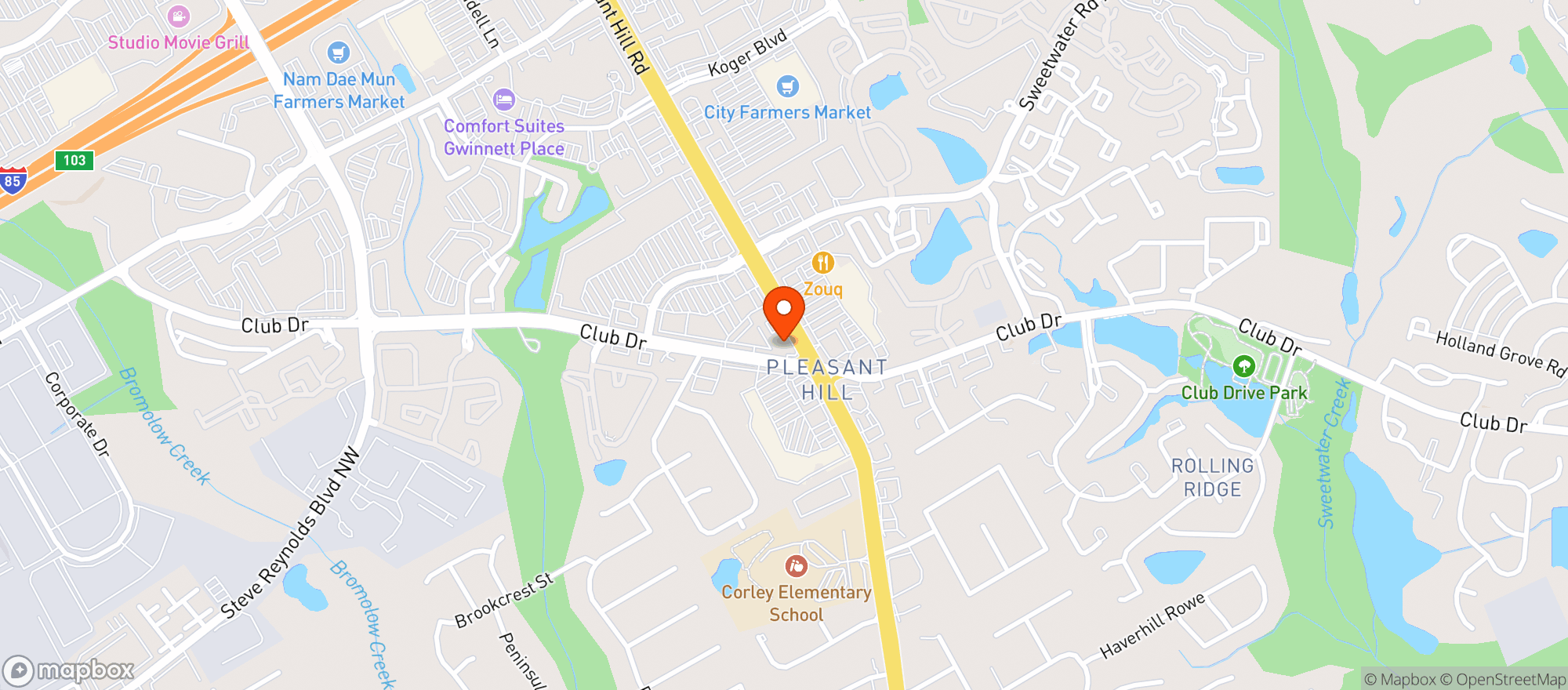 Map showing Shell Food Mart - Pleasant Hill