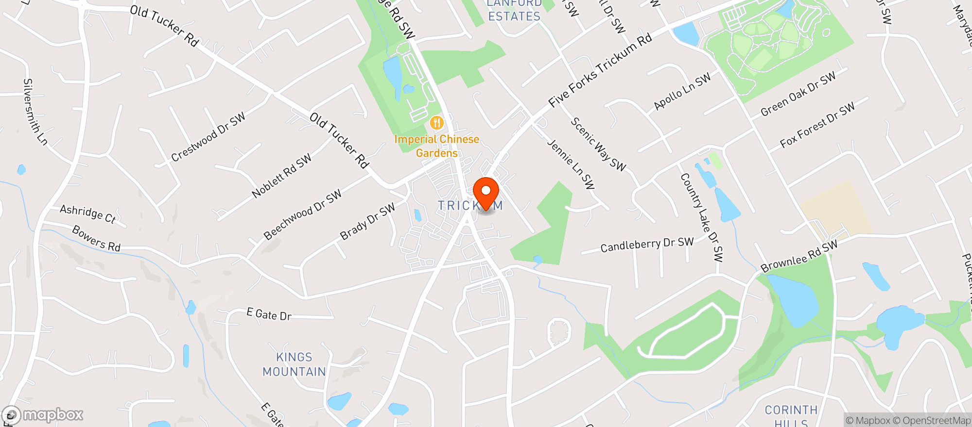 Map showing Shell Food Mart - 5414 Five Forks