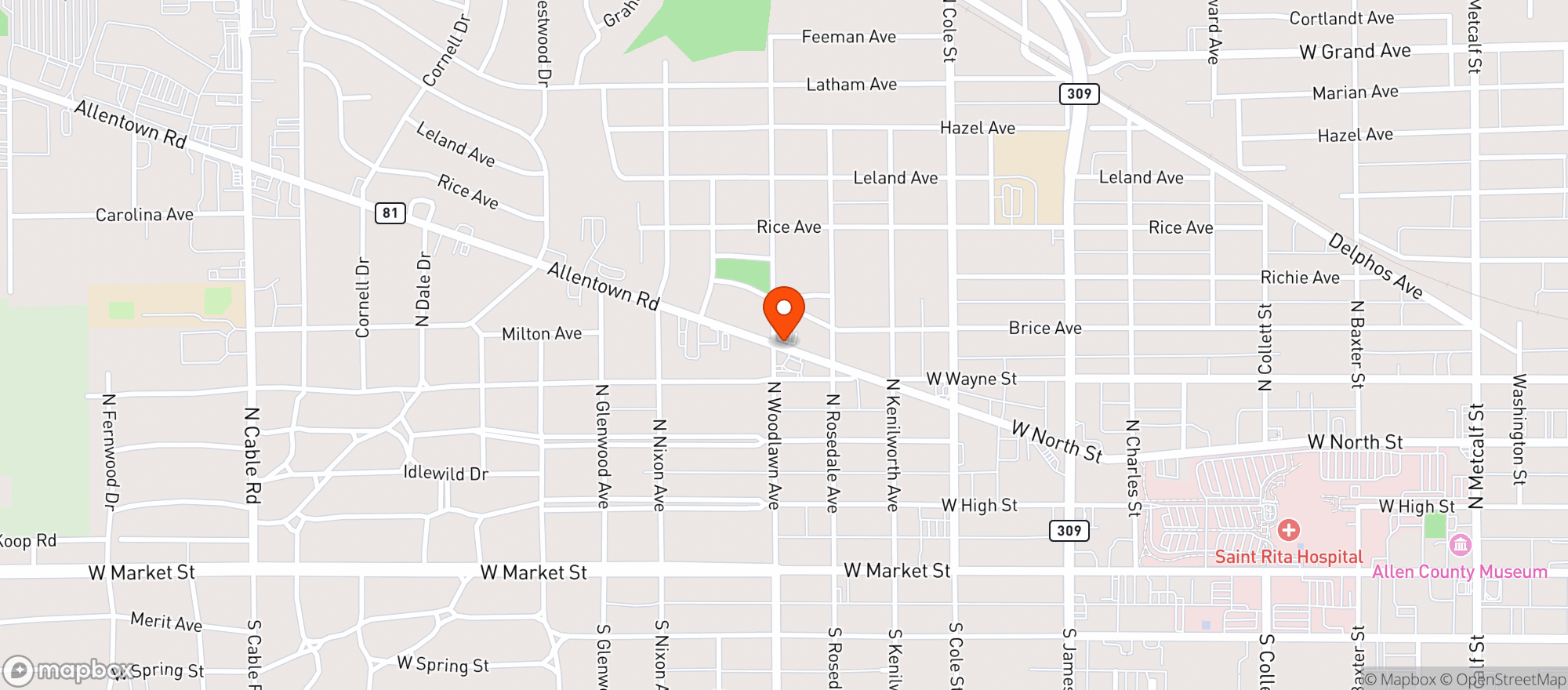 Map showing Sunnys Quick Stop