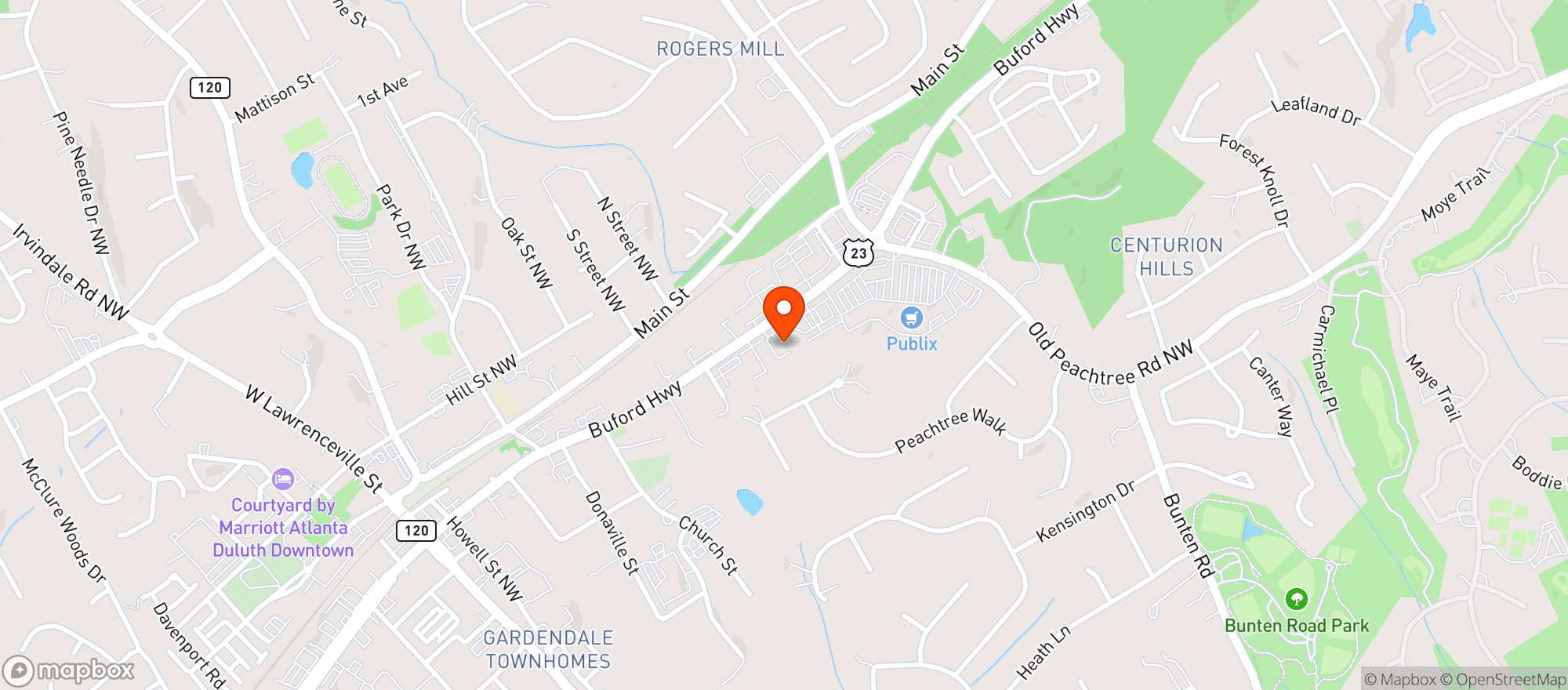 Map showing Food Mart (marathon)