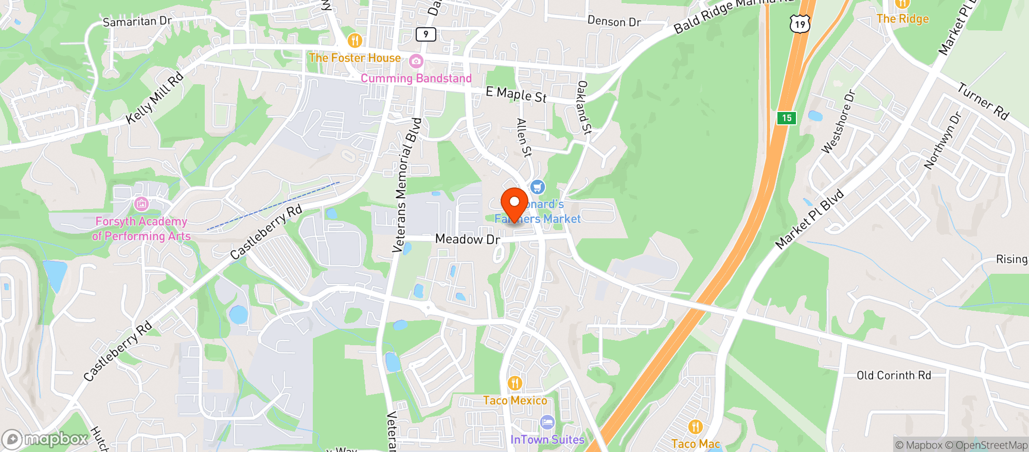 Map showing Meadow Woodfire Grill