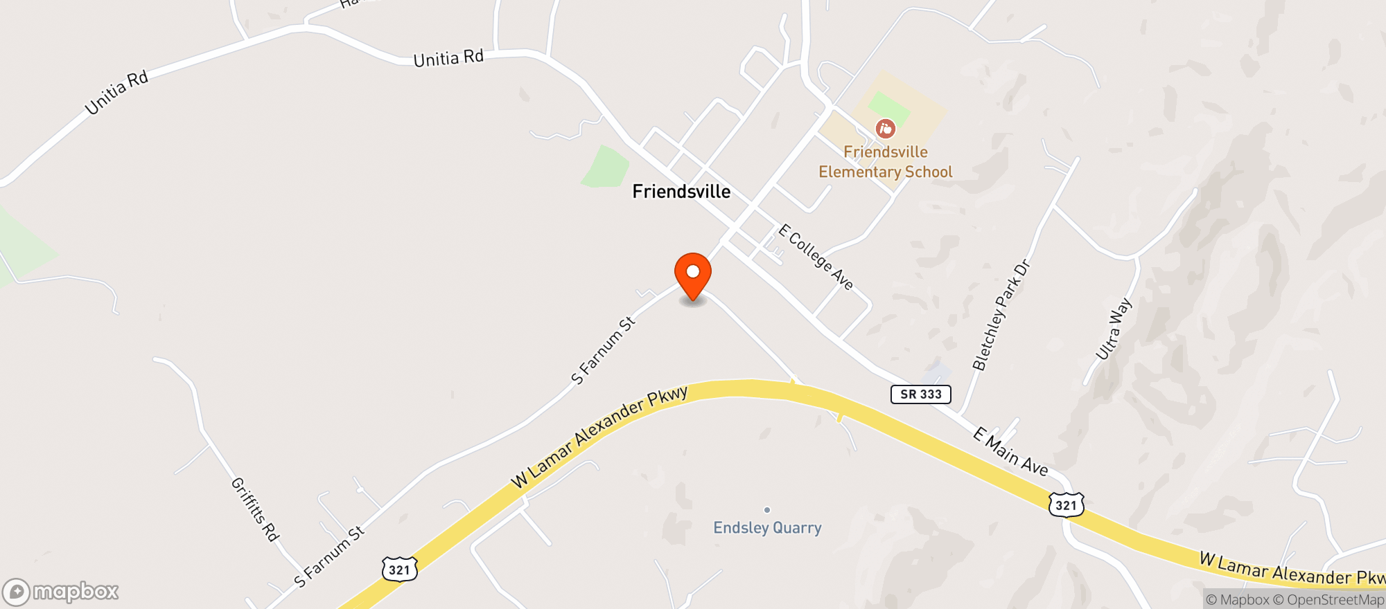 Map showing Friendsville Liquor & Wine