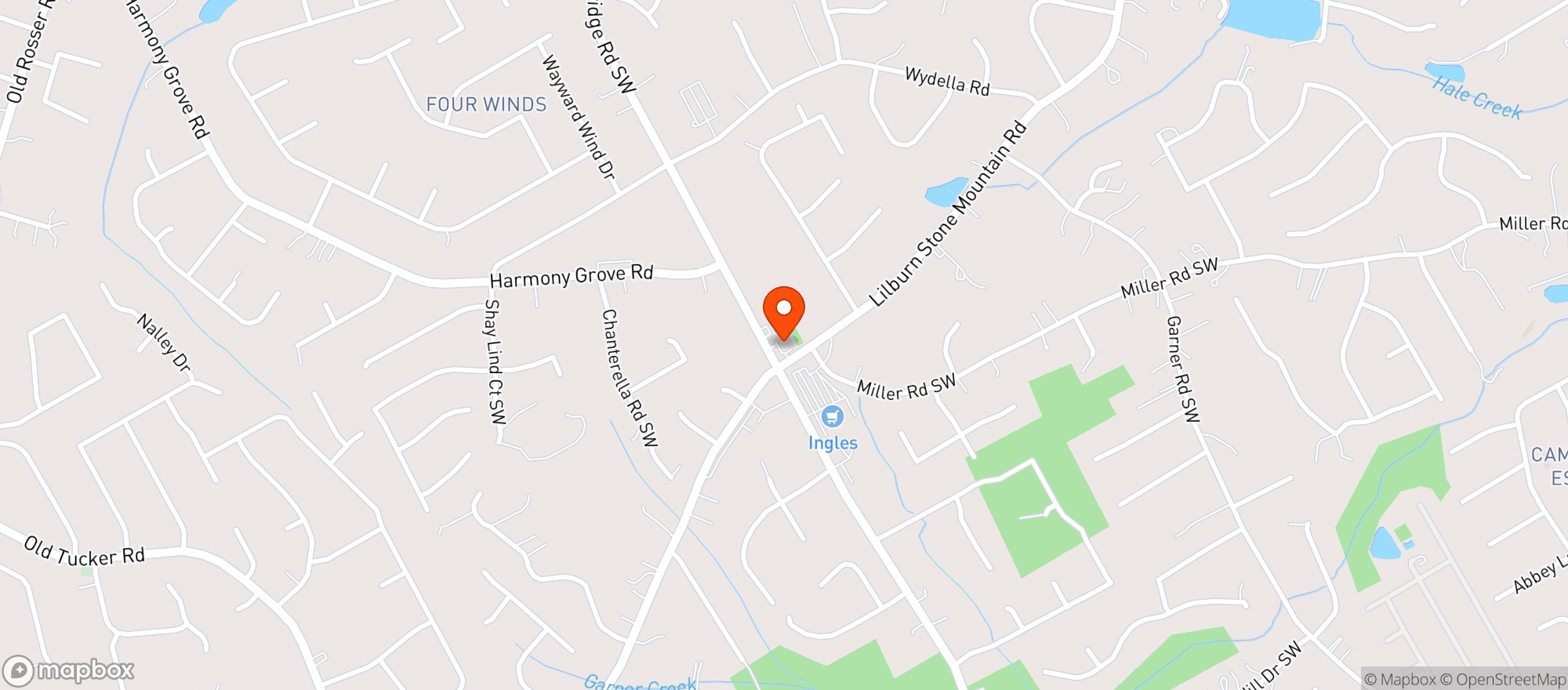 Map showing Food Mart - Rockbridge
