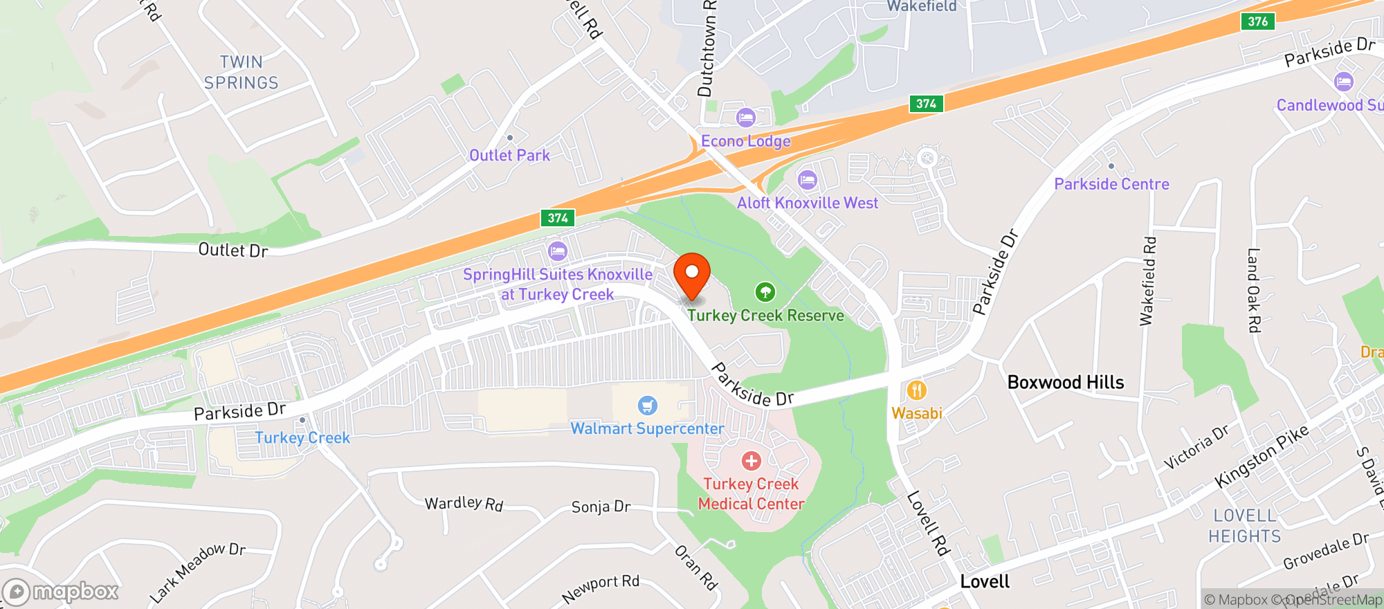 Map showing Earth Fare Market (Knoxville - 400)