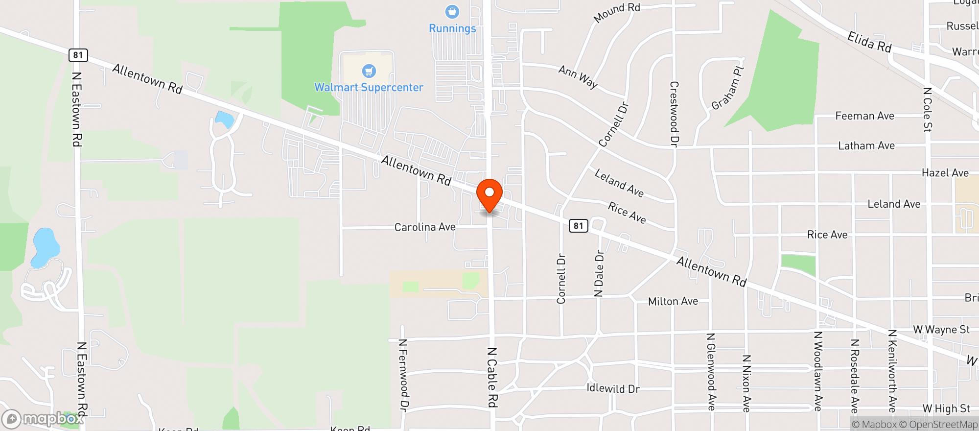 Map showing BROOKSIDE BEVERAGE WAREHOUSE