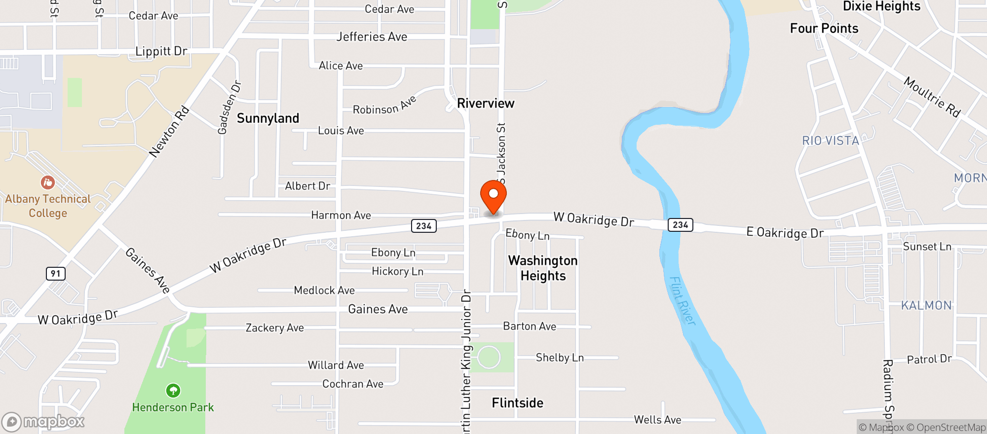 Map showing National Package Store