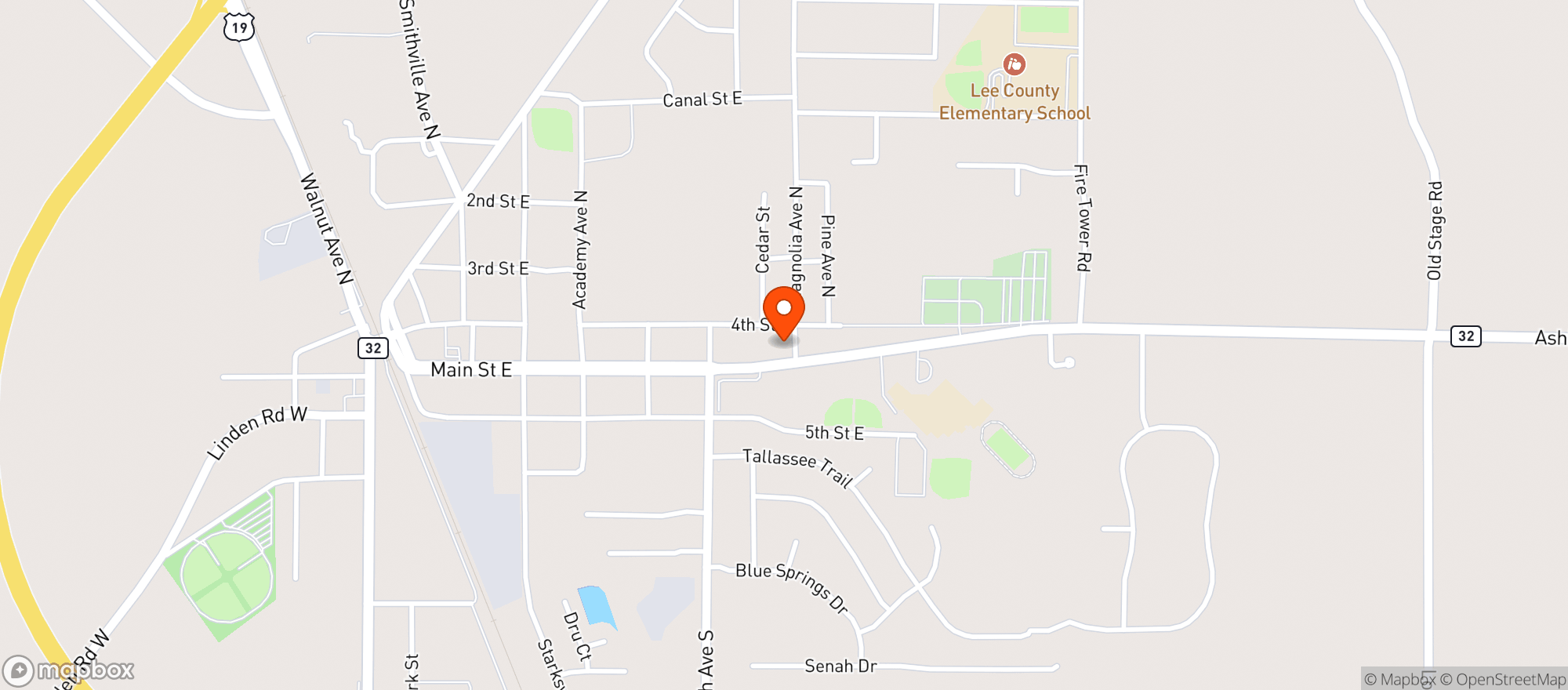Map showing P & K Food Mart