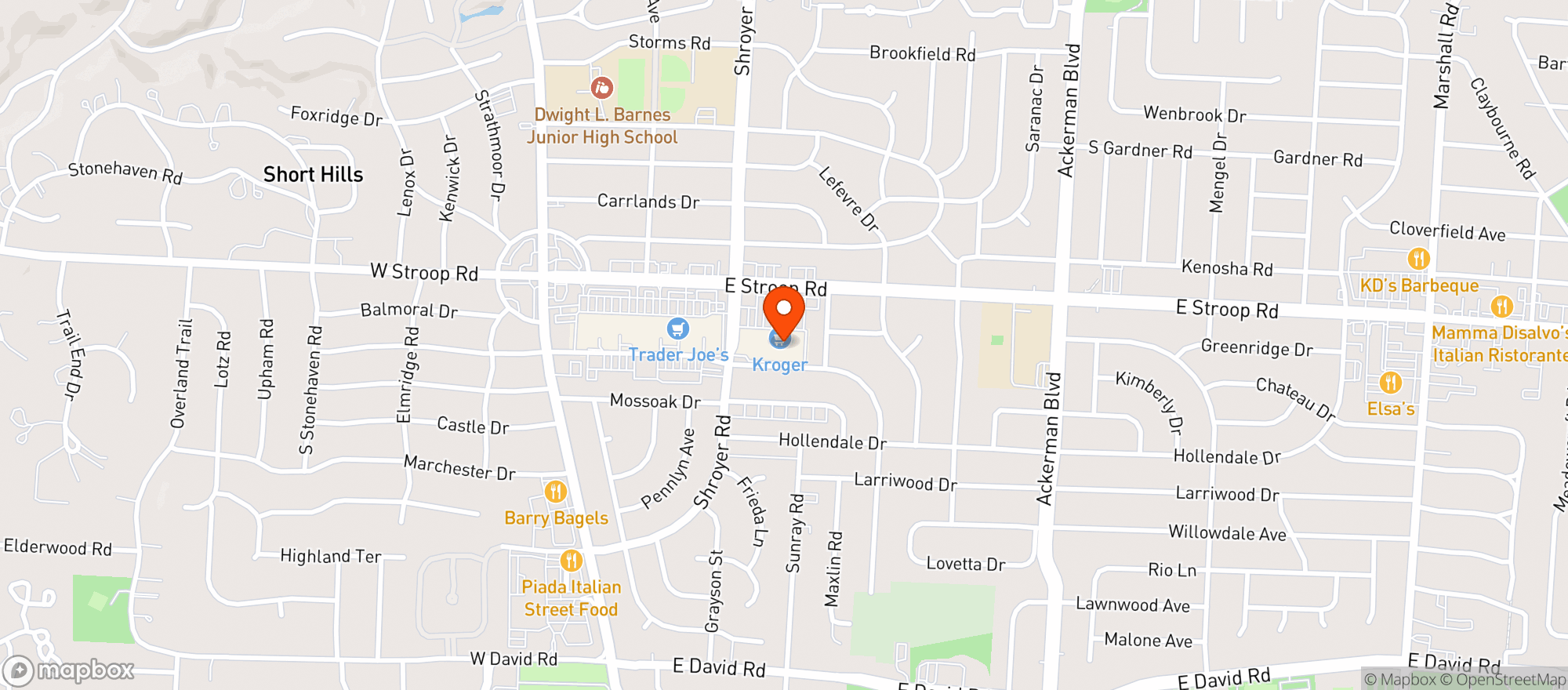 Map showing Kroger