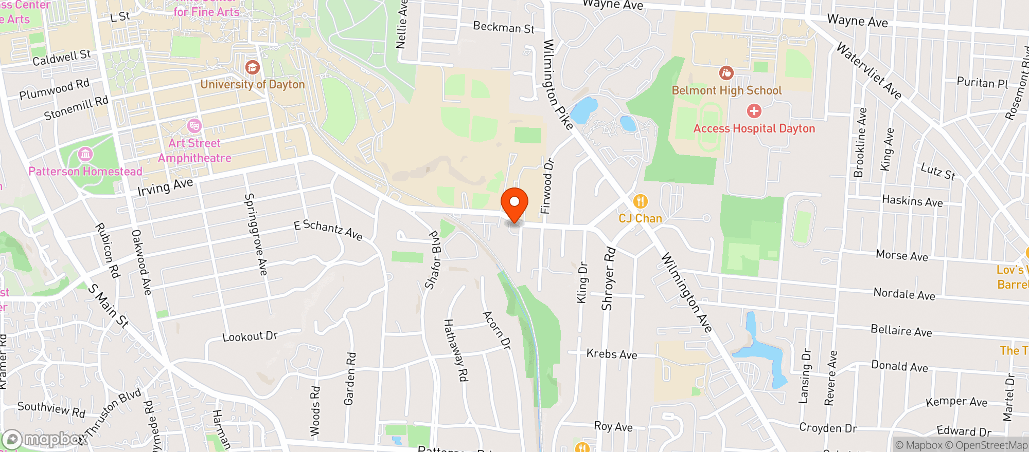 Map showing Kramers Party Supply