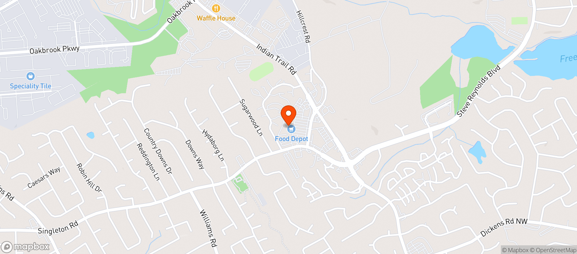Map showing Food Depot #55 - Tech Dr