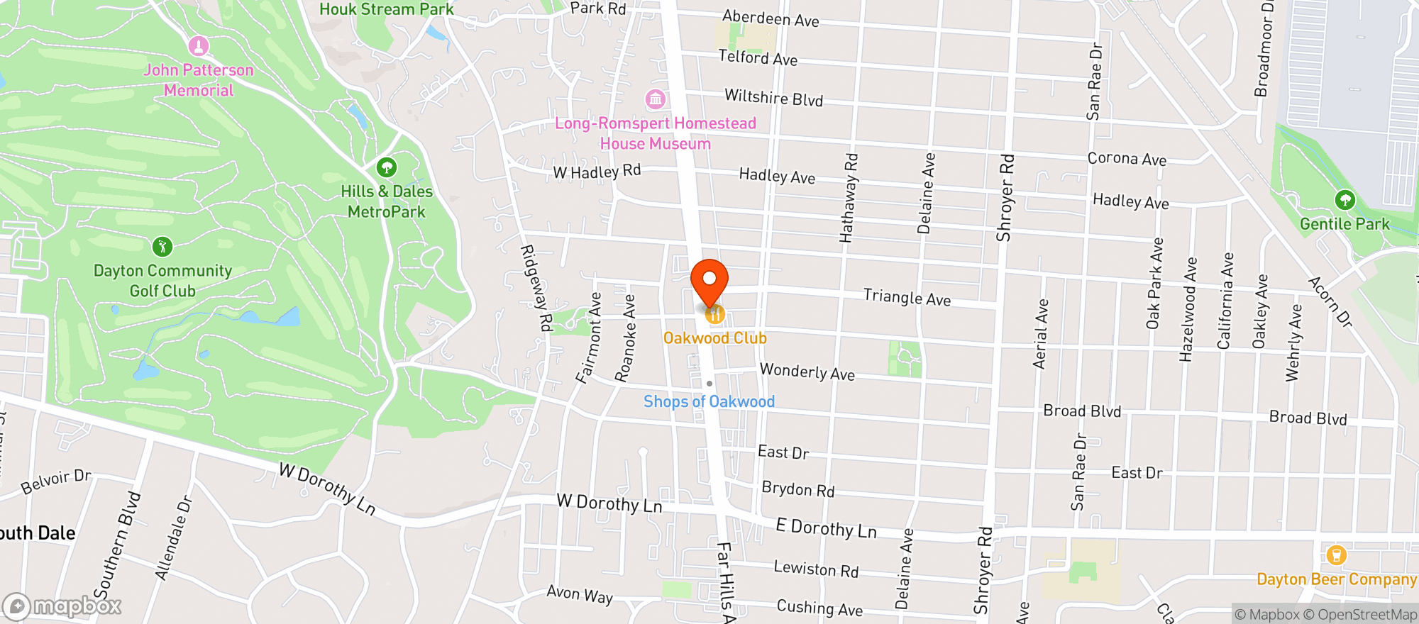 Map showing Oakwood Club