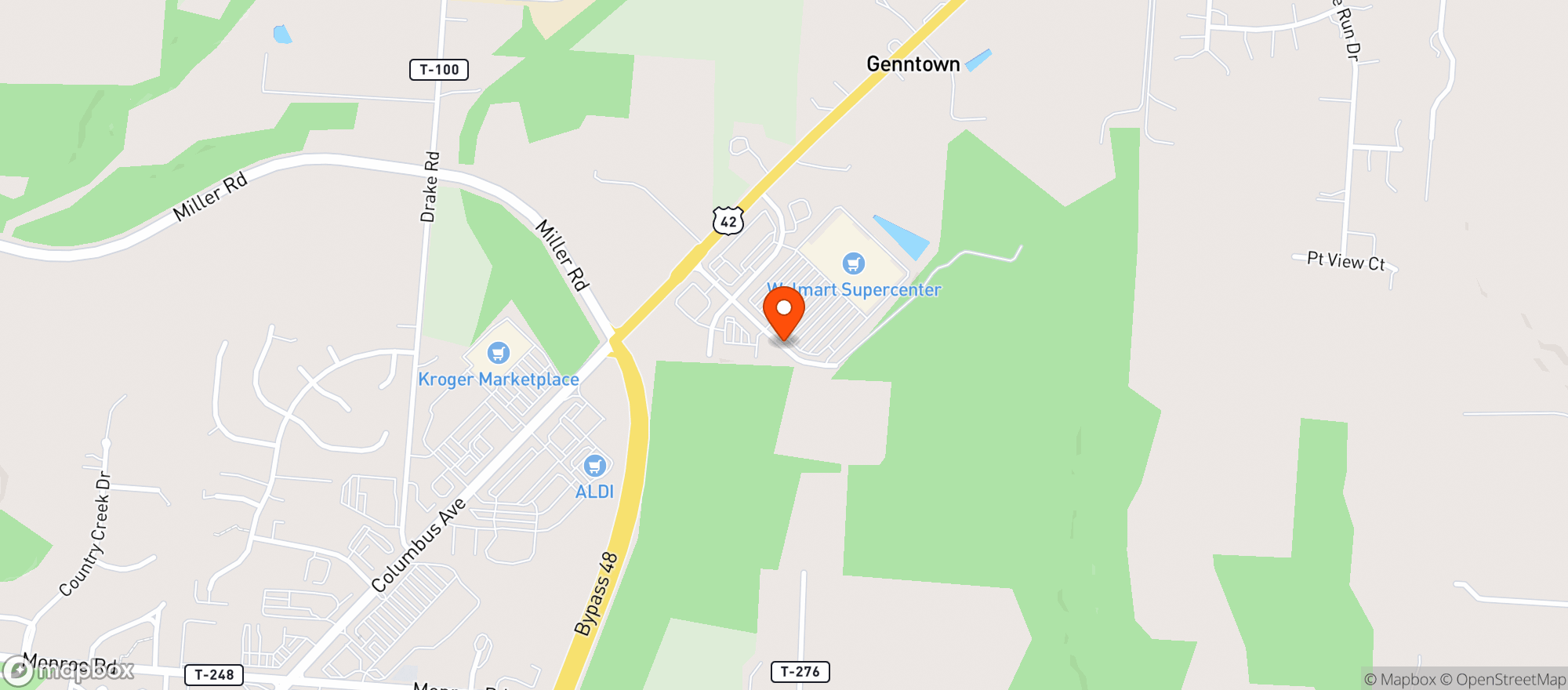 Map showing WALMART SUPERCENTER