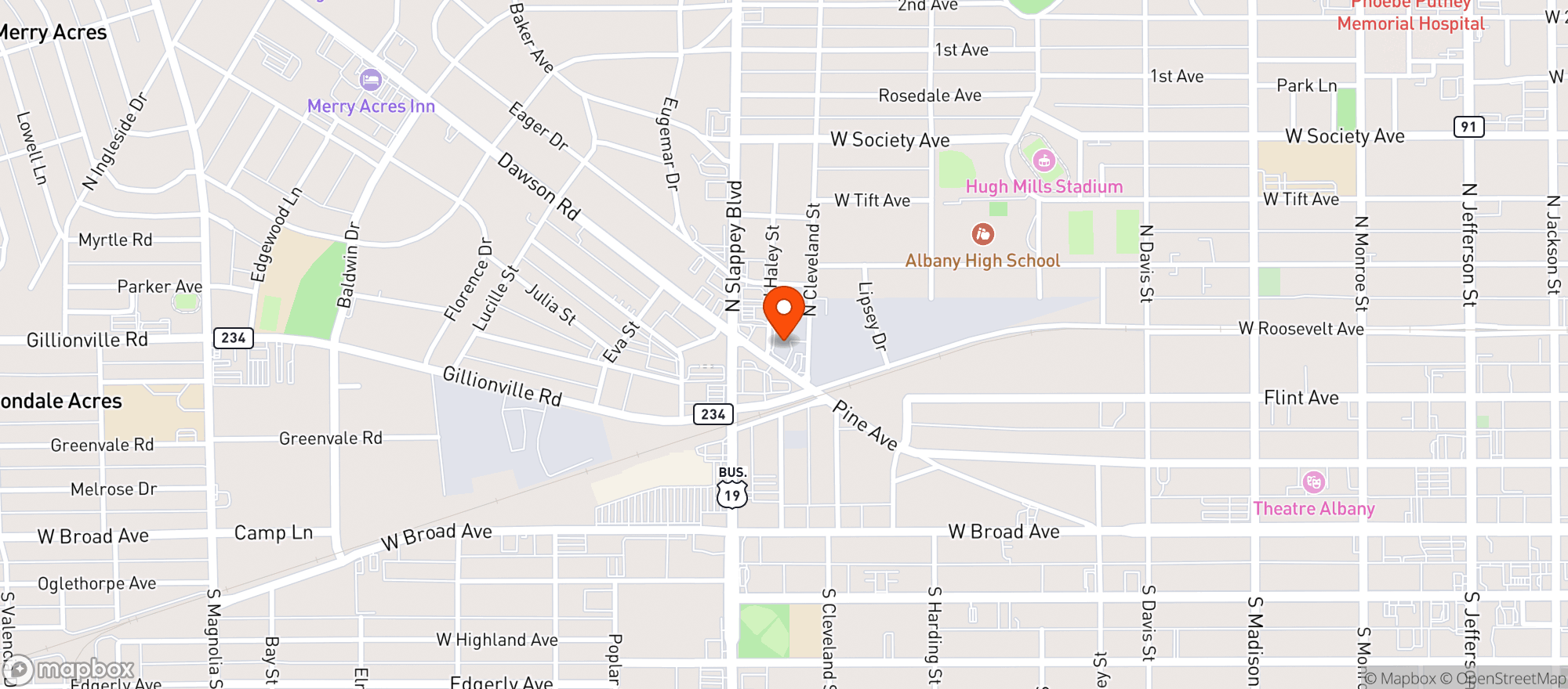 Map showing Warehouse Package Store